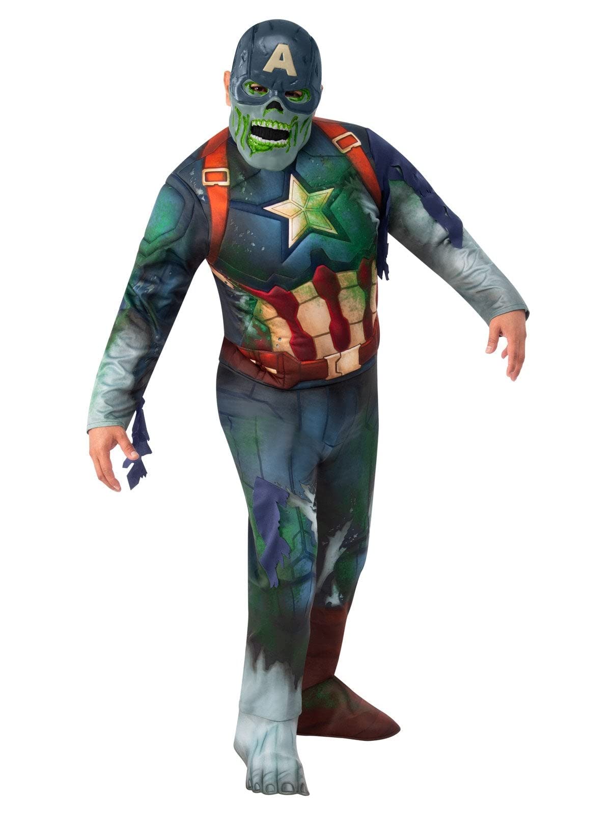 Rubie's Official Disney Plus What If Zombie Captain America Deluxe Adult Costume, Halloween Fancy Dress