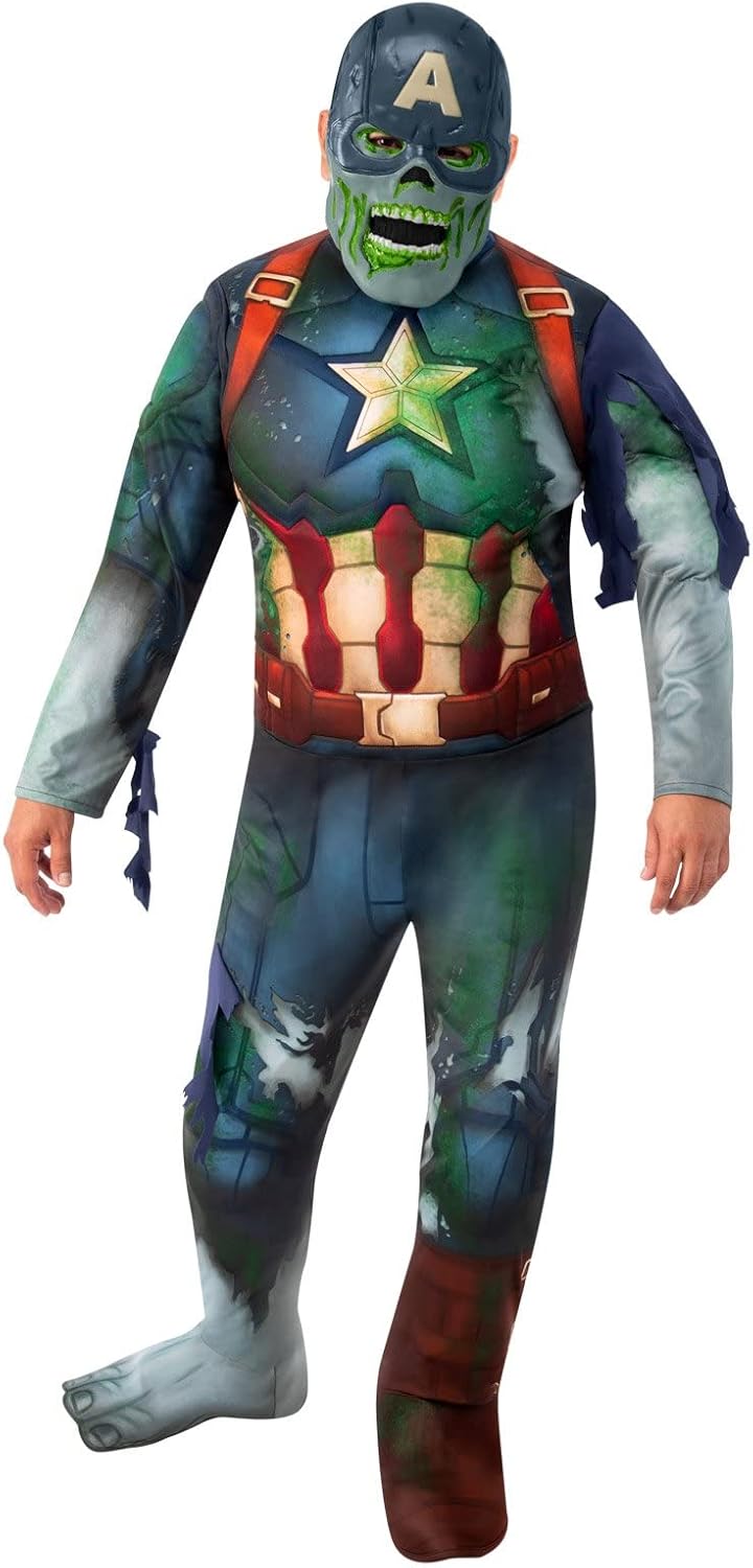 Rubie's Official Disney Plus What If Zombie Captain America Deluxe Adult Costume, Halloween Fancy Dress