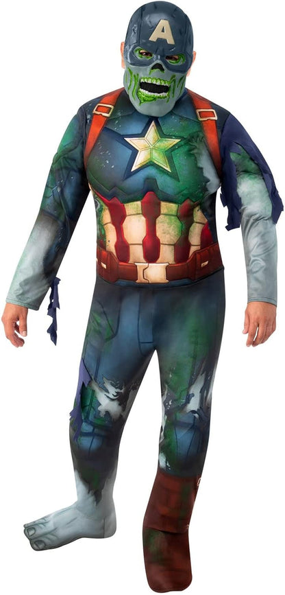 Rubie's Official Disney Plus What If Zombie Captain America Deluxe Adult Costume, Halloween Fancy Dress