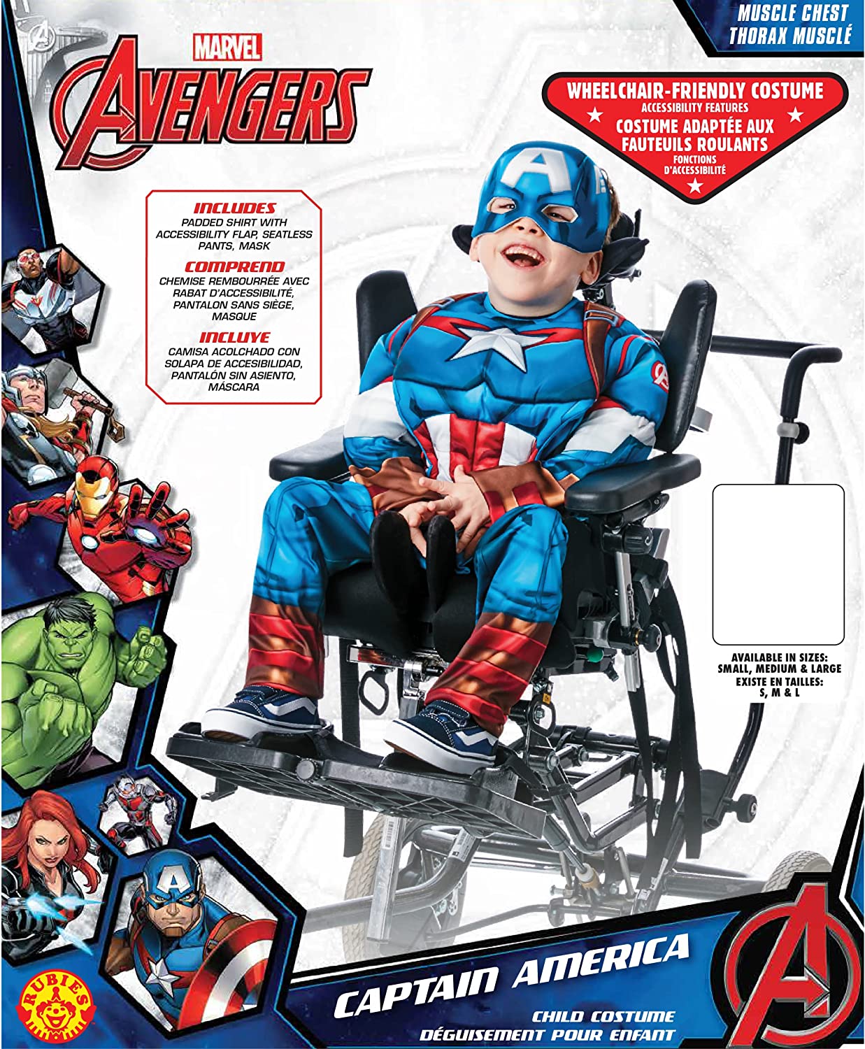 Rubies Official Marvel Captain America Adaptive Child Costume, Kids Fancy Dress Halloween