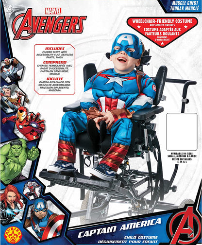 Rubies Official Marvel Captain America Adaptive Child Costume, Kids Fancy Dress Halloween