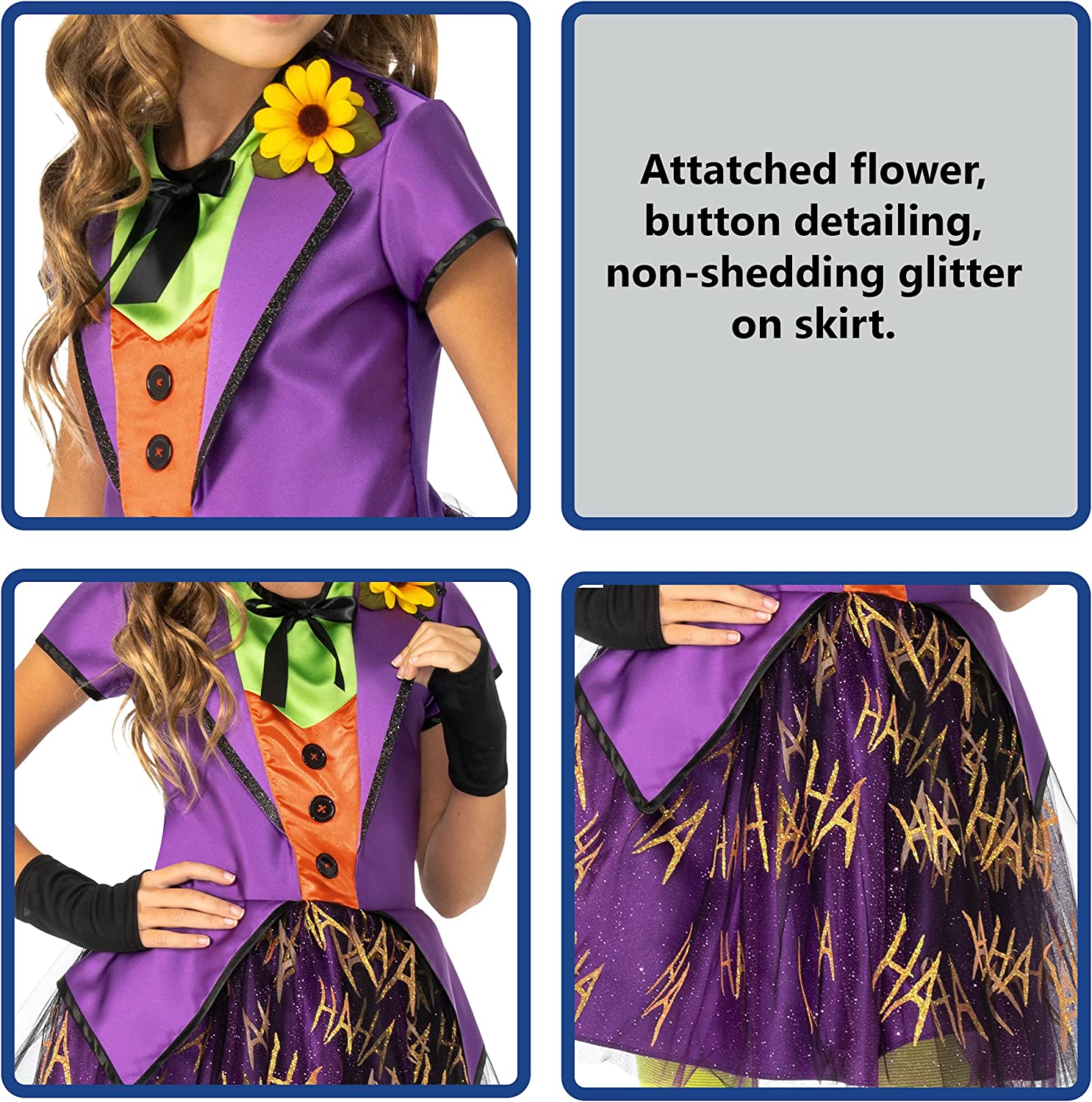 Rubie's Official Girl's DC Super Villains Joker Costume Tutu Dress, Kids Fancy Dress