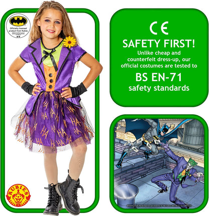 Rubie's Official Girl's DC Super Villains Joker Costume Tutu Dress, Kids Fancy Dress