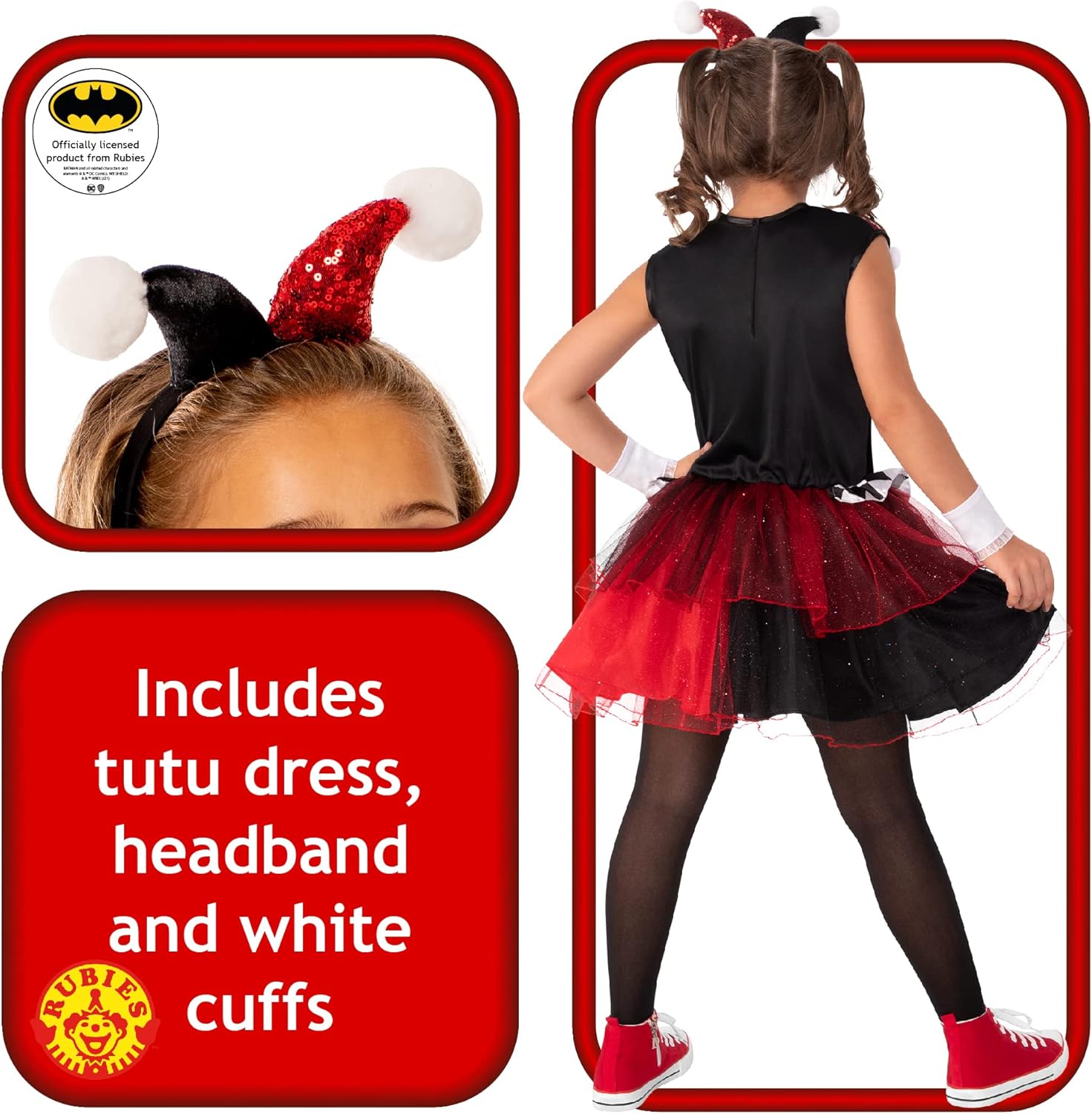 Rubies Official DC Super Villians Harley Quinn Tutu Dress, Kids Fancy Dress