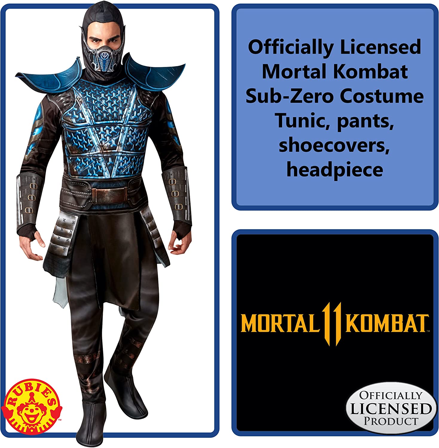 Rubies Official Mortal Kombat Sub-Zero Costume, Adult Fancy Dress Halloween