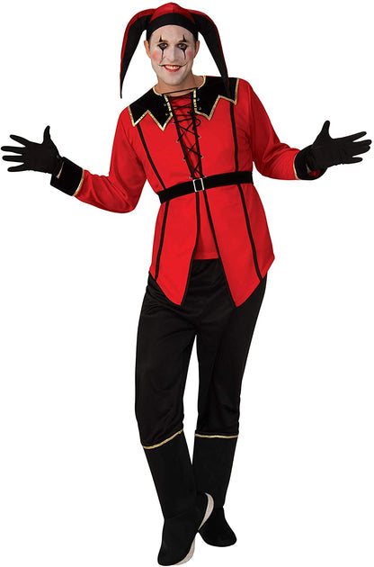 Bristol Novelty AF116STD Court Jester Costume set | For Men | Red, and Black