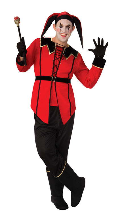 Bristol Novelty AF116XL Court Jester Costume set | For Men | Red, and Black, XL