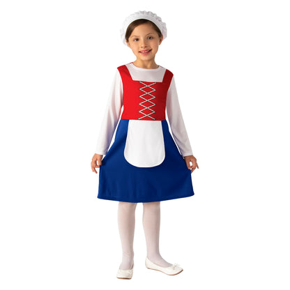 Bristol Novelty Tudor Girl Costume, Kids Fancy Dress, World Book Day