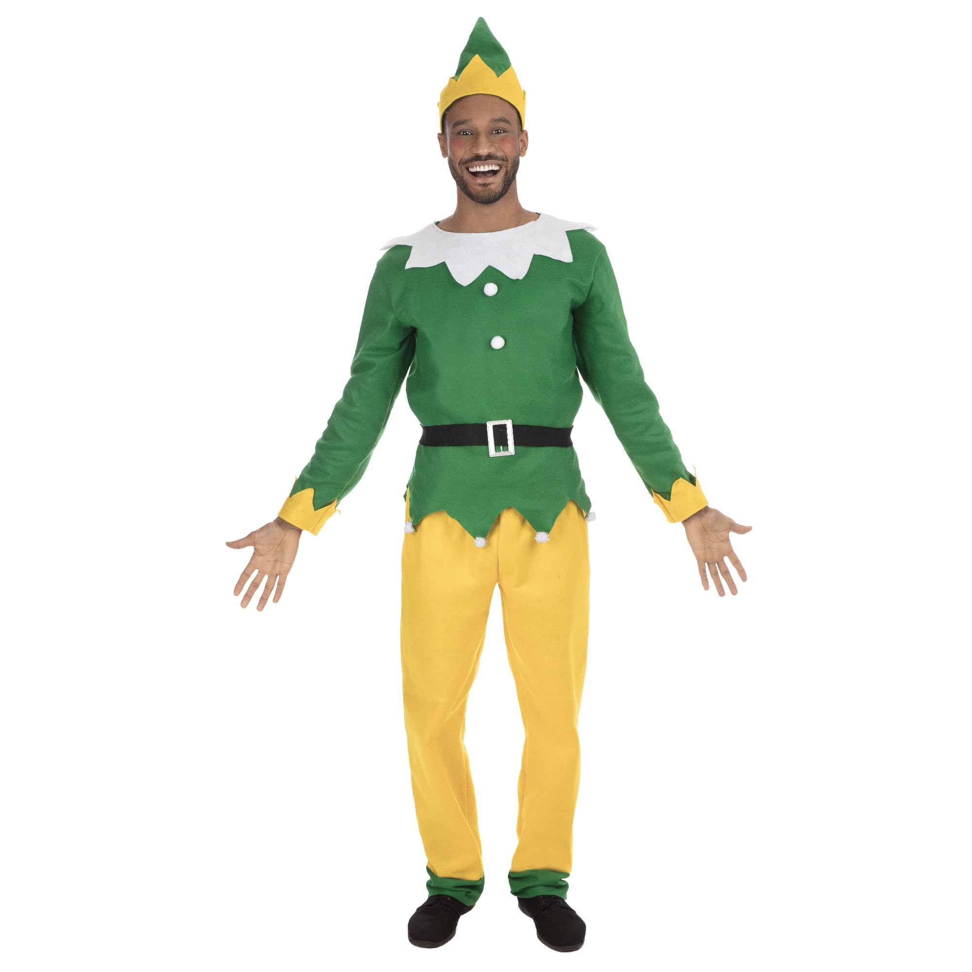 Bristol Novelty Weihnachtshelfer-Kostüm für Herren, Grün, Gelb Einheitsgröße