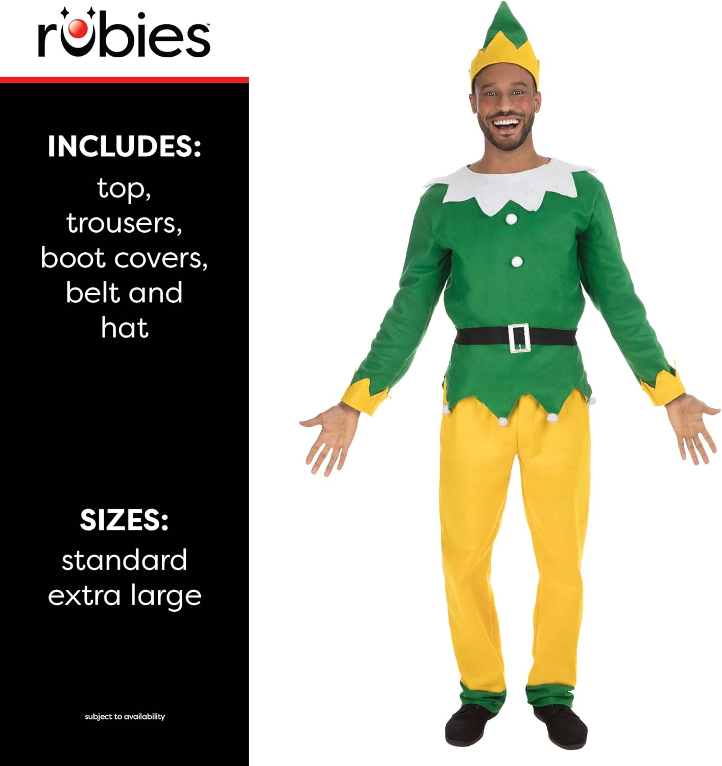 Bristol Novelty Weihnachtshelfer-Kostüm für Herren, Grün, Gelb Einheitsgröße