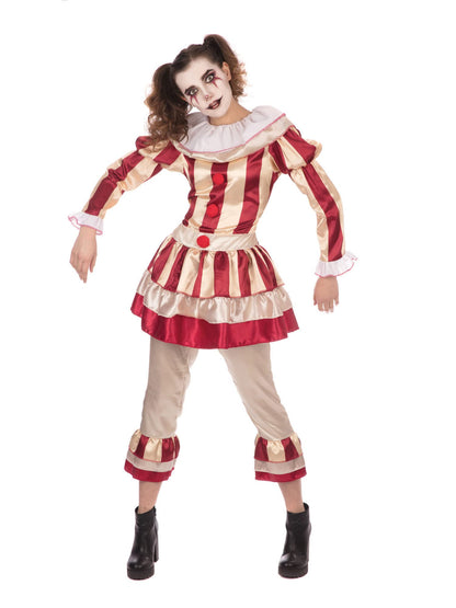 Bristol Novelty AF177 Carnevil Clown (Female) Costume, Women, Beige, Red