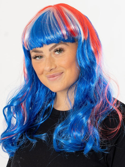 Bristol Novelty BW974 Damenperücke, Union Jack, Rot/Weiß/Blau