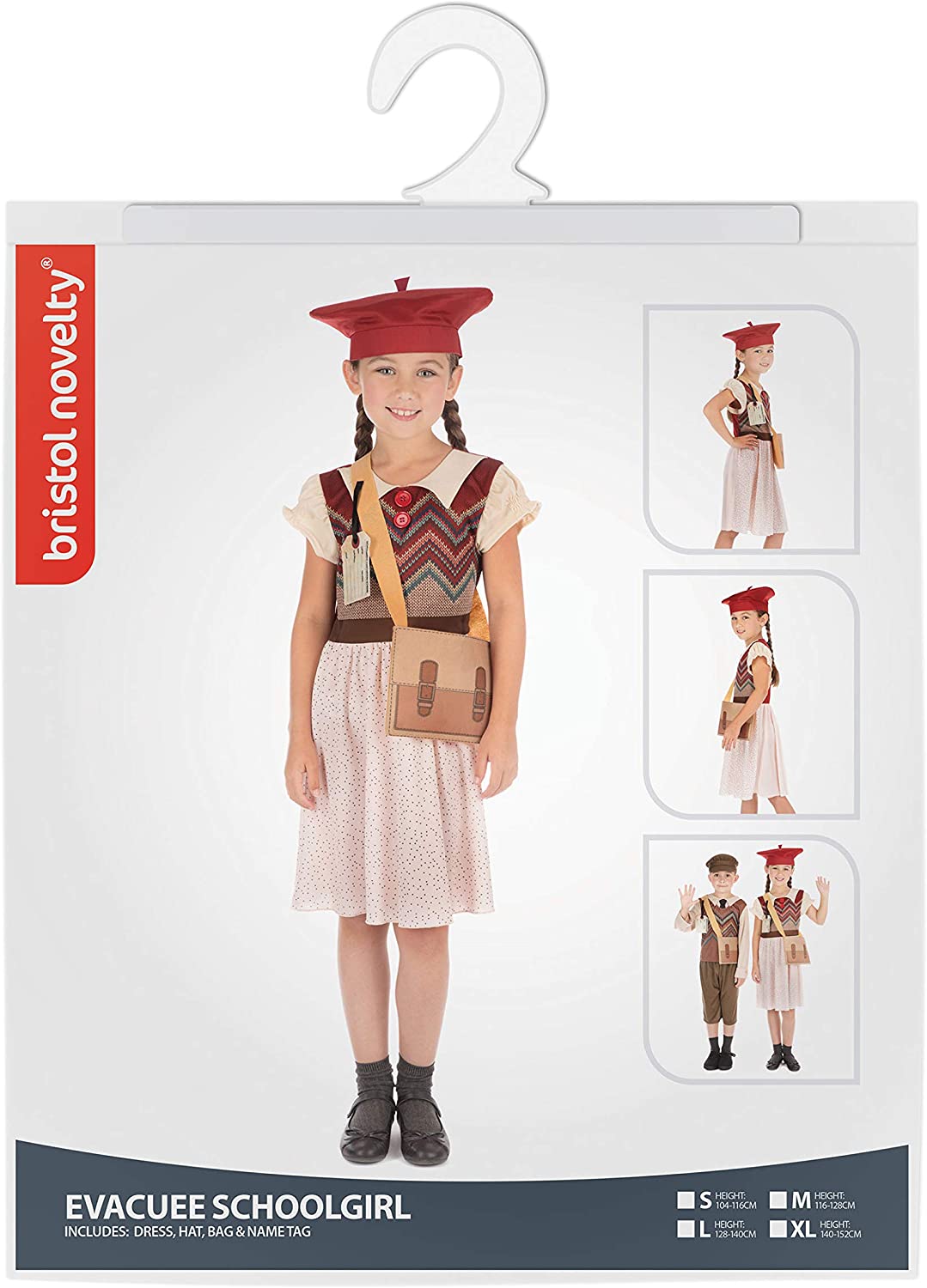 Bristol Novelty Evacuee Schoolgirl Costume 4 - 6 years