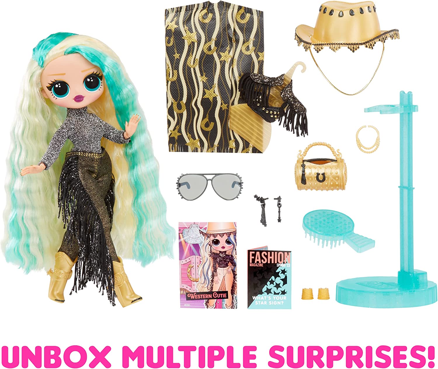 L.O.L. Surprise! OMG Fashion Doll - WESTERN CUTIE - Packe die fabelhaften Überraschungen und Accessoires aus- Inklusive Modepuppe, Outfit und Puppenständer- Geschenk für Kinder im Alter ab 4 Jahren