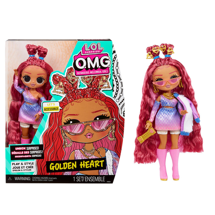 LOL Surprise OMG Fashion Doll - GOLDEN HEART - Unbox Fabulous Surprises and Accessories - Includes Fashion Doll, Outfit, Accessories, and Doll Stand - Great Gift for Kids Ages 4+