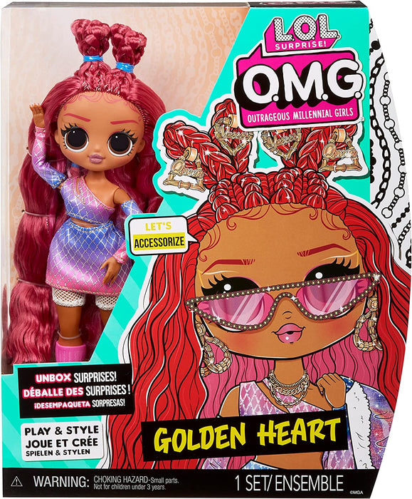 LOL Surprise OMG Fashion Doll - GOLDEN HEART - Unbox Fabulous Surprises and Accessories - Includes Fashion Doll, Outfit, Accessories, and Doll Stand - Great Gift for Kids Ages 4+