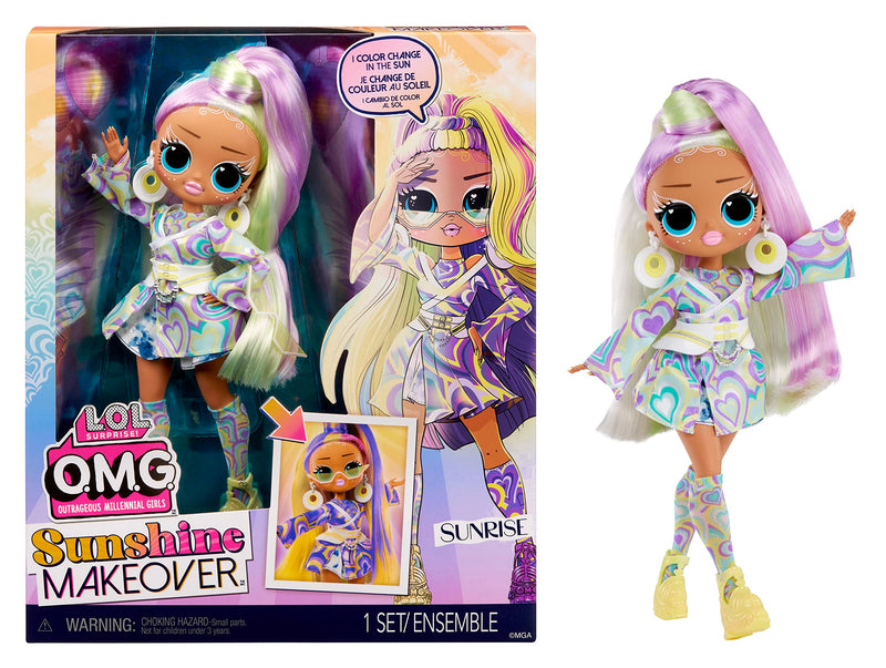 LOL Surprise OMG Sunshine Makeover Fashion Doll - SUNRISE - UV Colour Change in the Sun, Multiple Surprises, and Fabulous Accessories - Great Gift for Kids Ages 4+