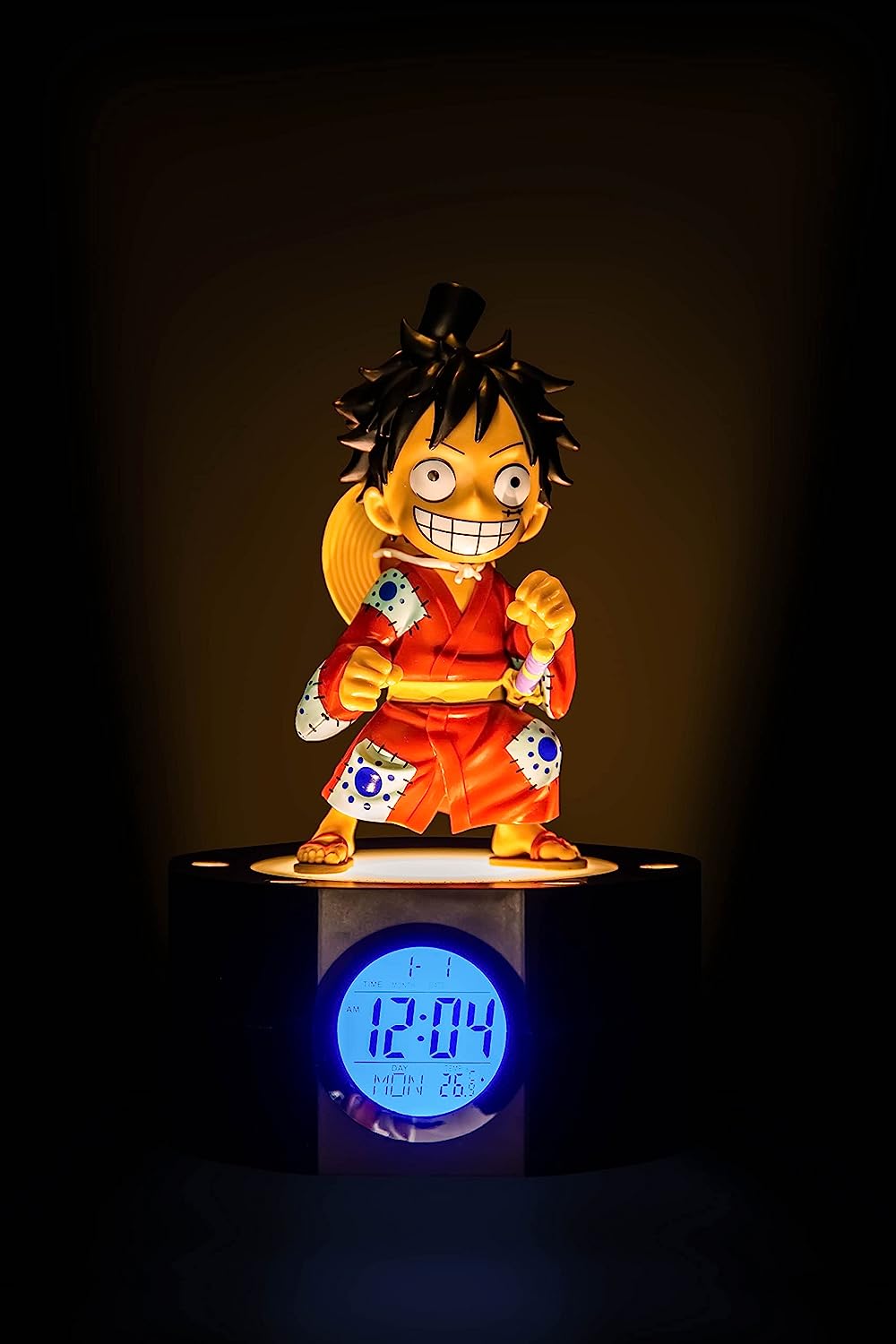 TEKNOFUN One Piece Luffy Luminous Alarm Clock,Red, Blue, Yellow, Black