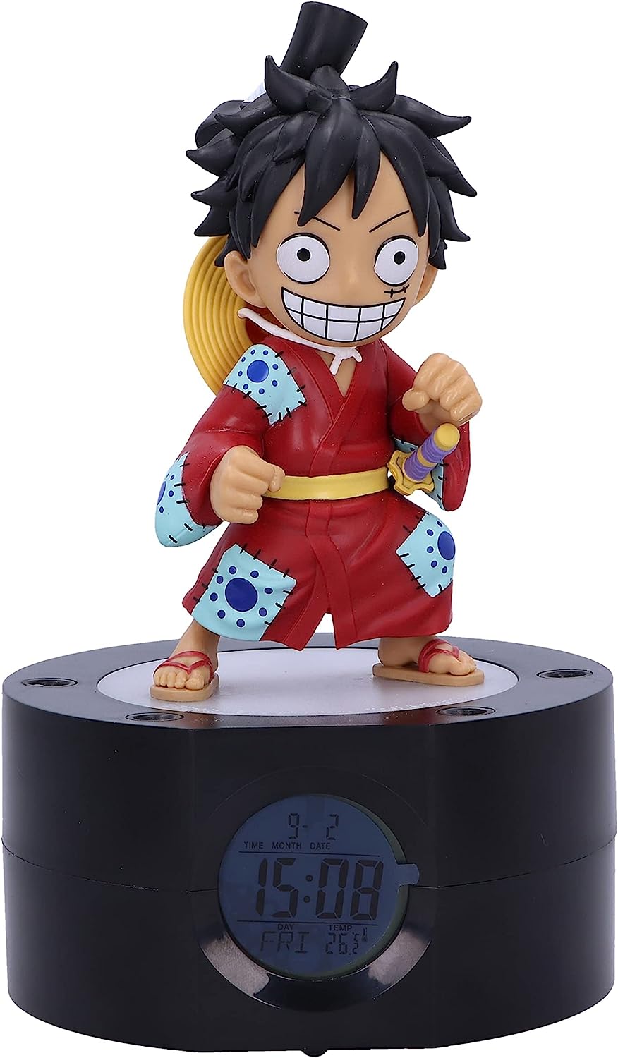 TEKNOFUN One Piece Luffy Luminous Alarm Clock,Red, Blue, Yellow, Black