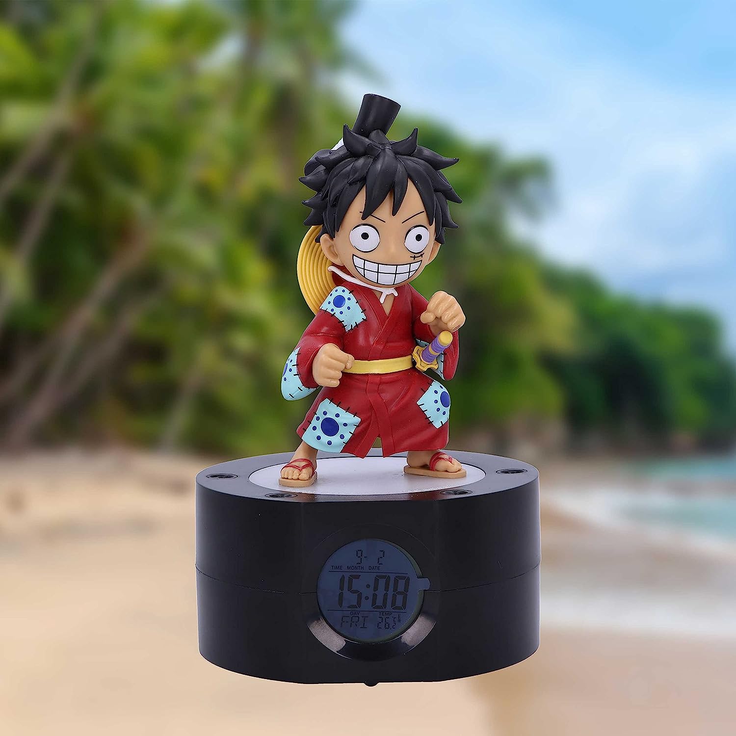 TEKNOFUN One Piece Luffy Luminous Alarm Clock,Red, Blue, Yellow, Black