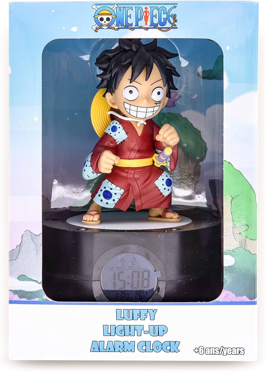 TEKNOFUN One Piece Luffy Luminous Alarm Clock,Red, Blue, Yellow, Black