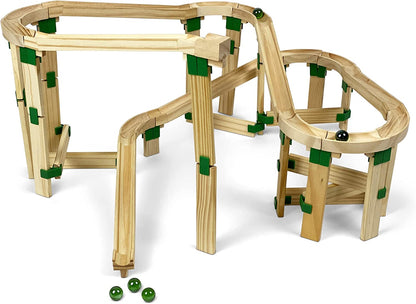 JOIN CLIPS®: Marble Track Expansion Set - Marble Run - Building and Playing - for Children - Suitable from 4 Years - With Educative Examples - Wooden Building Blocks