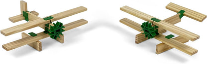 JOIN CLIPS®: 200 Wooden Building Blocks PRO - Wooden Building Blocks in New Format - Supplementary Set - Children's Toy - Wooden Toy - Suitable from 4 Years - With Educational Examples
