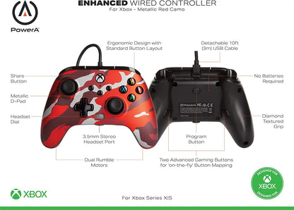 POWER A - Wired Controller Enhanced - Camo Red Xbox Series X