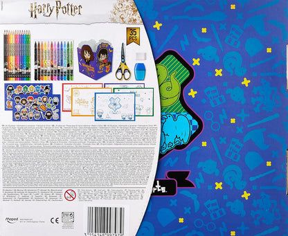 Maped - Drawing Set - Harry Potter Collection - 35 Craft Pieces - Includes Children's Scissors, Colored Pencils, Colored Pencils, Stickers and 1 Mounting Pen Holder, Multicoloured, 899797
