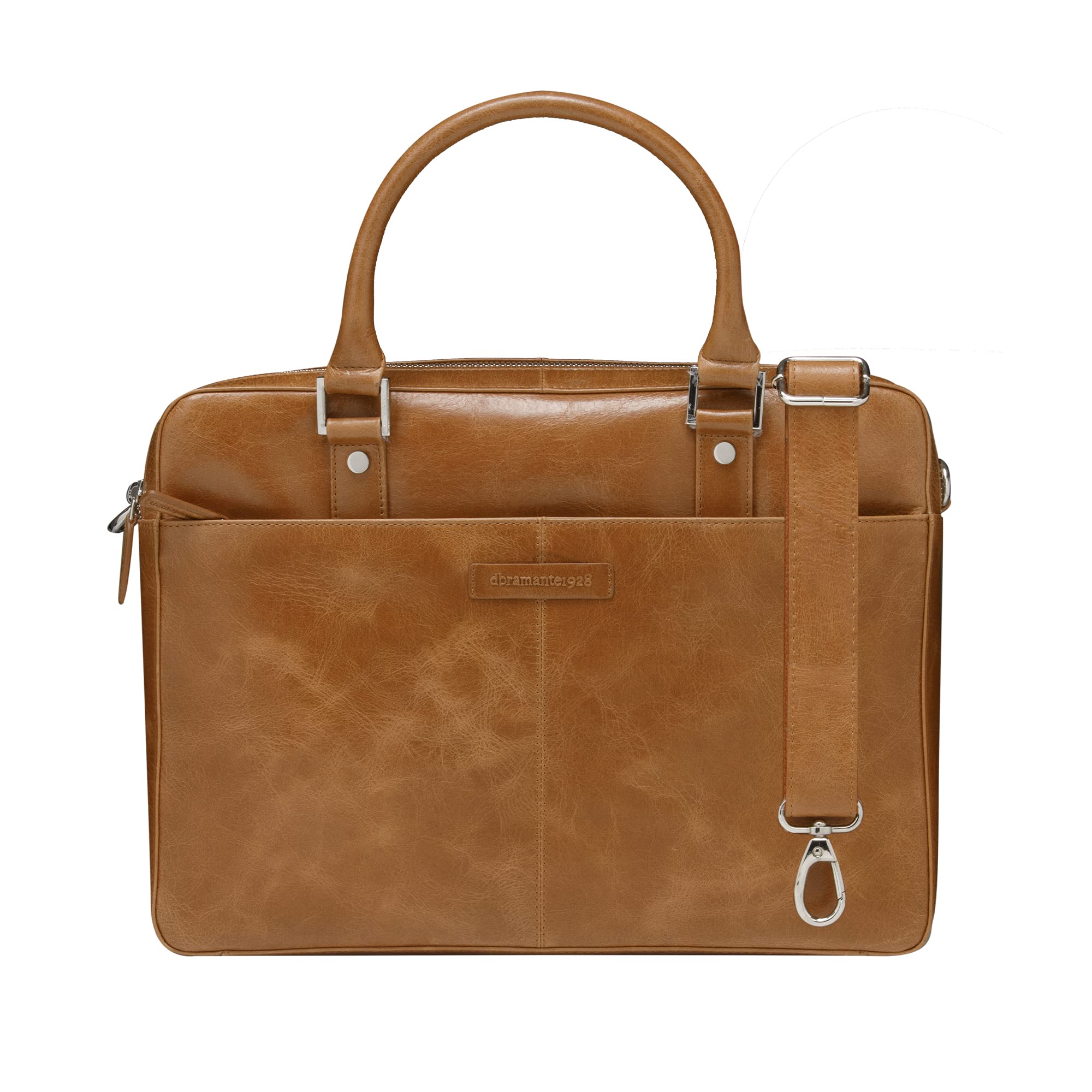 dbramante1928 - Rosenborg Laptoptas, 16 inch, voor dames en heren, tas met gestructureerde leren handgrepen en een verstelbare schouderriem, van echt volnerf leer, Tan (2e generatie)