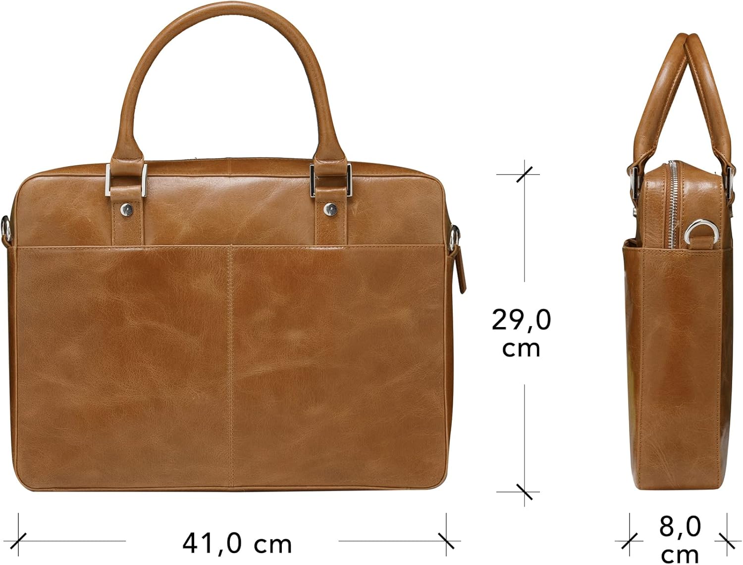 dbramante1928 - Rosenborg Laptoptas, 16 inch, voor dames en heren, tas met gestructureerde leren handgrepen en een verstelbare schouderriem, van echt volnerf leer, Tan (2e generatie)