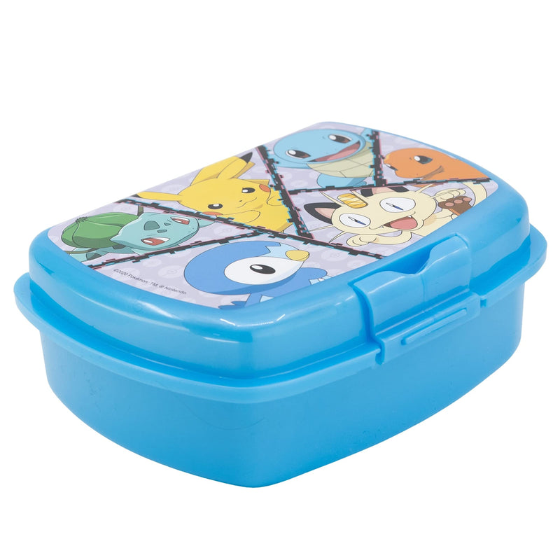 Stor Pokemon Kids Childrens Sandwich Box, Lunch Box, Snack Box, Rectangular School Travel Lunch Food Box Sandwich Bento Container, BPA Free (Blue