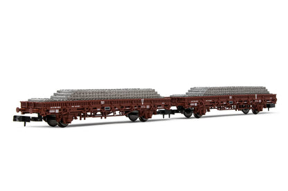 Arnold Railway - Rolling Stock HN6543 SNCF, 2-unit set, flat wagons "V", loaded with concrete sleepers, period V