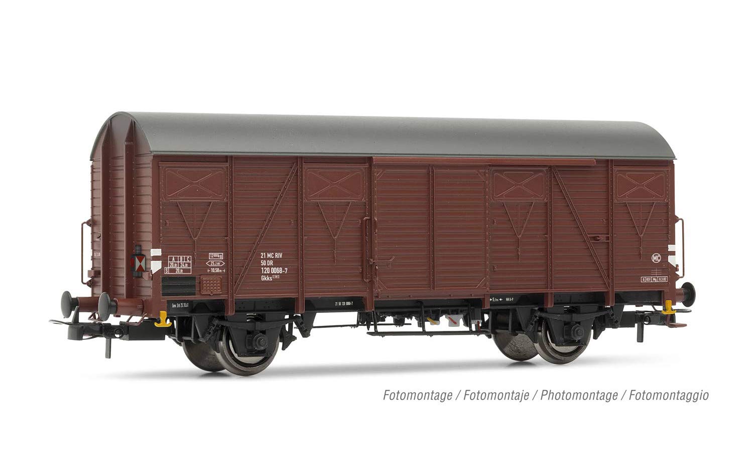 Rivarossi HR6504 DR, 2-axle Closed Wagon Gs with Rear Light, Period IV, Various