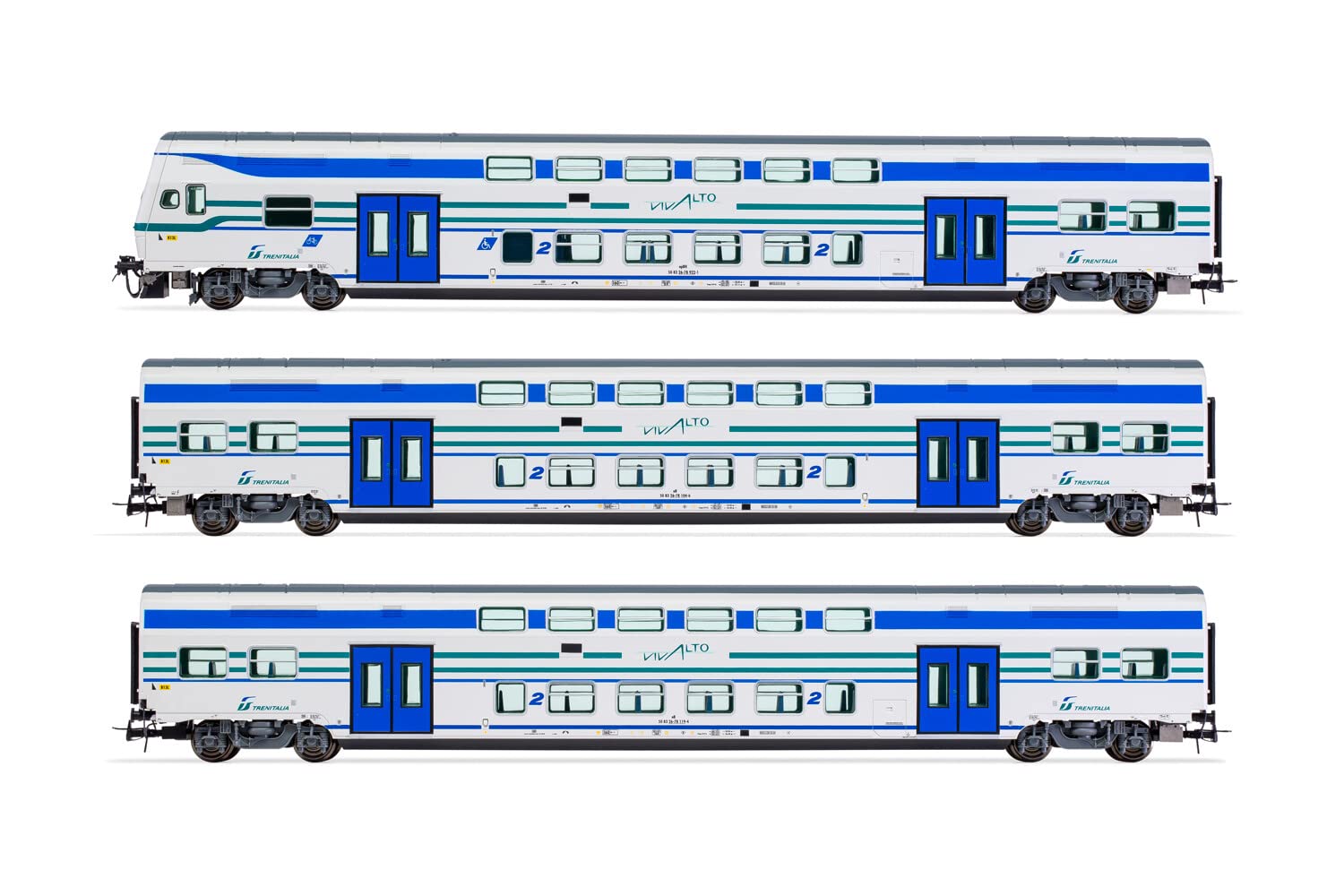 Lima Expert - FS Trenitalia, 3-unit pack Vivalto coaches (1 with driver's cab + 2 intermediate coaches) in"Vivalto" livery
