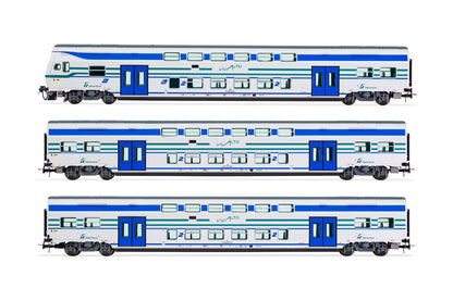 Lima Expert - FS Trenitalia, 3-unit pack Vivalto coaches (1 with driver's cab + 2 intermediate coaches) in"Vivalto" livery