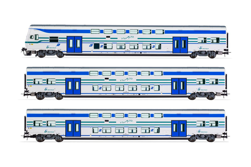 Lima Expert - FS Trenitalia, 3-unit pack Vivalto coaches (1 with driver's cab + 2 intermediate coaches) in"Vivalto" livery