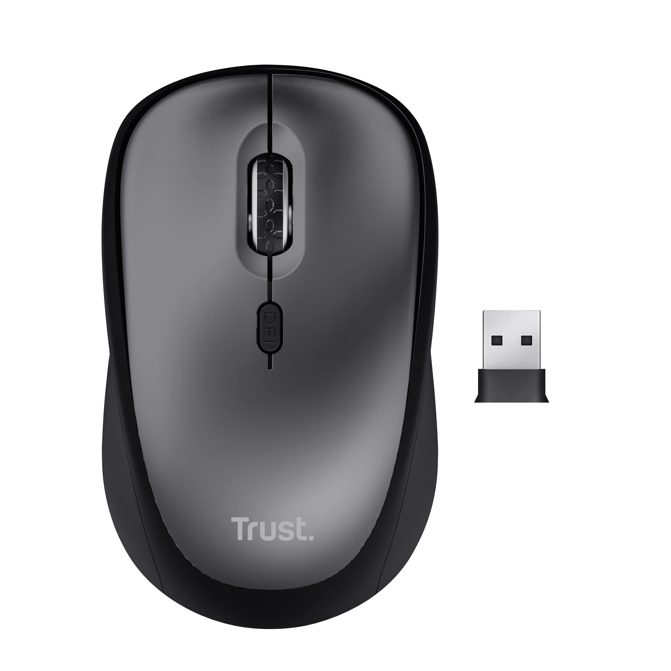 Trust Yvi+ Silent Wireless Mouse, Sustainable Design, 800-1600 DPI, For Left and Right Hand Users, Storable USB Micro Receiver, Quiet Compact Computer Mouse for PC, Laptop, Mac, Home Office