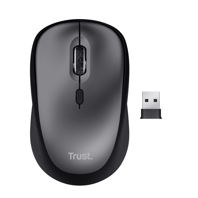 Trust Yvi+ Silent Wireless Mouse, Sustainable Design, 800-1600 DPI, For Left and Right Hand Users, Storable USB Micro Receiver, Quiet Compact Computer Mouse for PC, Laptop, Mac, Home Office