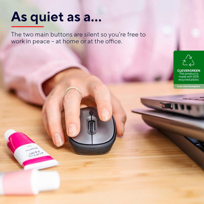 Trust Yvi+ Silent Wireless Mouse, Sustainable Design, 800-1600 DPI, For Left and Right Hand Users, Storable USB Micro Receiver, Quiet Compact Computer Mouse for PC, Laptop, Mac, Home Office