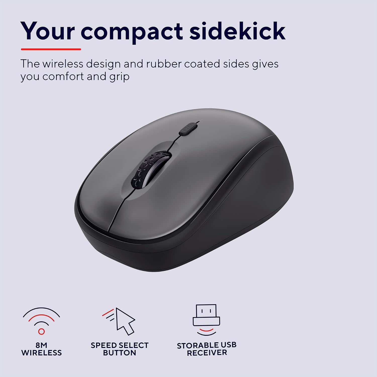 Trust Yvi+ Silent Wireless Mouse, Sustainable Design, 800-1600 DPI, For Left and Right Hand Users, Storable USB Micro Receiver, Quiet Compact Computer Mouse for PC, Laptop, Mac, Home Office