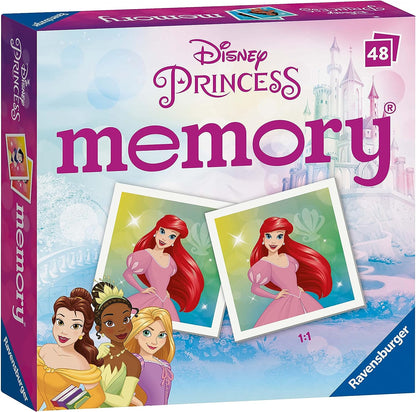 Ravensburger - Mini Memory: Princesas Disney, Juego de Mesa, Juego de Mesa Niños, Juego Mesa 3 Años o más, Juegos Educativos, Juegos de Memoria, 2-6 Jugadores, 48 Cartas