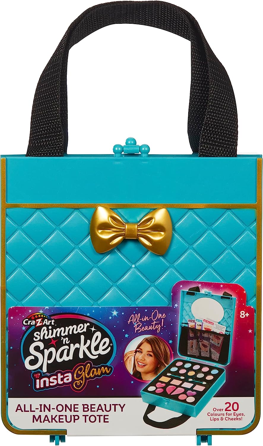 Character Options 07752 Shimmer and Sparkle All in one Beauty Tote Set Washable Real Makeup for Kids, Teal
