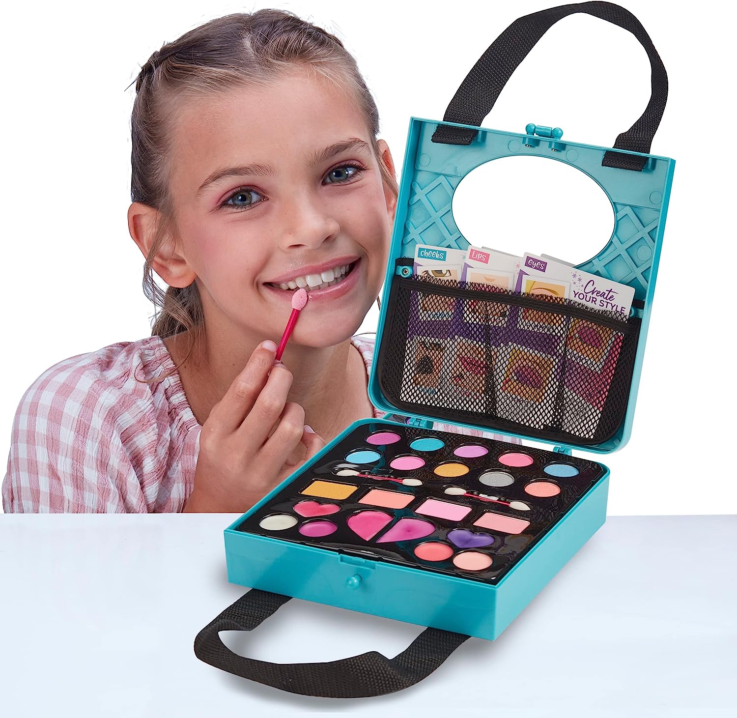 Character Options 07752 Shimmer and Sparkle All in one Beauty Tote Set Washable Real Makeup for Kids, Teal