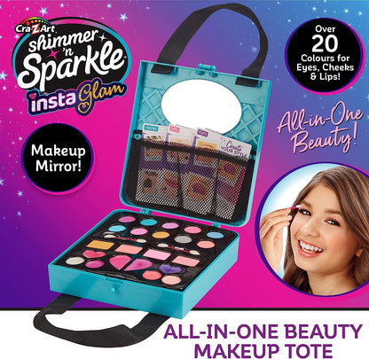 Character Options 07752 Shimmer and Sparkle All in one Beauty Tote Set Washable Real Makeup for Kids, Teal