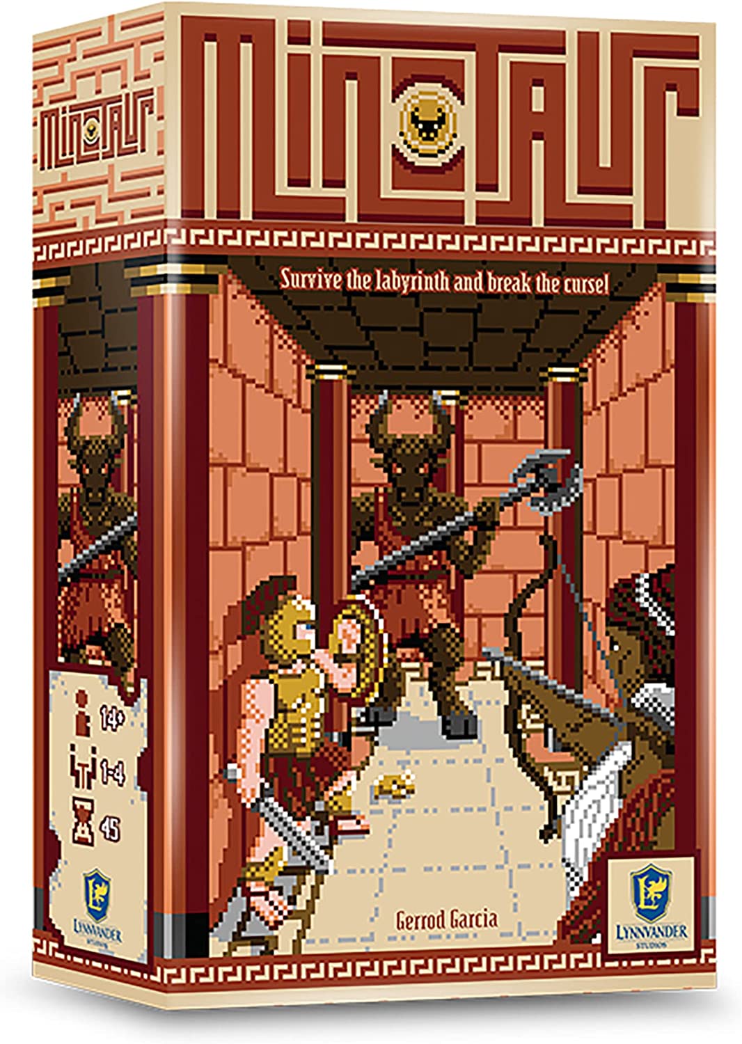 Minotaur - Lynnvander Studios, Work Together to Break The Minotaur's Curse & Escape The Maze in This Cooperative 8-Bit Board Game, 1-4 Players, 45 Minute Playing Time, Ages 14+