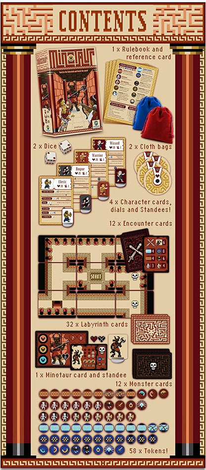 Minotaur - Lynnvander Studios, Work Together to Break The Minotaur's Curse & Escape The Maze in This Cooperative 8-Bit Board Game, 1-4 Players, 45 Minute Playing Time, Ages 14+