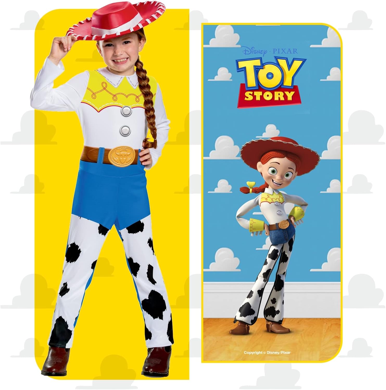 Disney Official Classic Jessie Toy Story Costume for Kids, Cowgirl Fancy Dress Outfit Toy Story Jessie Cow Girl Outfit, World Book Day Costumes for Girls