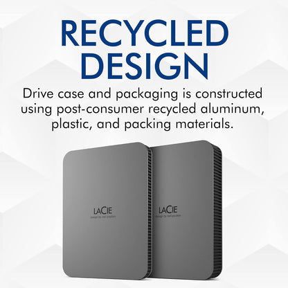 LaCie Mobile Drive Secure, 5 TB, Portable External Hard Drive 2.5 Inch Mac & PC Space Grey with 2 Year Rescue Service (STLR5000400