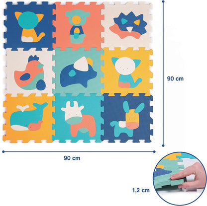 LUDI 9 Dalles en Mousse Motifs animaux-Tapis de Sol-Puzzle Géant-Dès 10 mois Animales Paneles de Espuma, Color Multicolores (JBM 10023